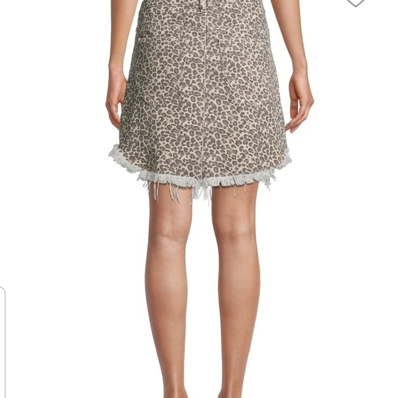 🌸 NEW Free People | Bailey Leopard Print Denim Skirt 29 - Picture 4 of 15